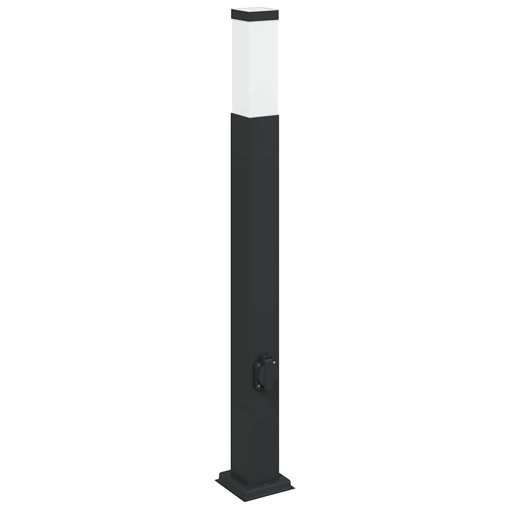 Sloupkové Svítidlo Se Zásuvkou 80 Cm Černé Ip44