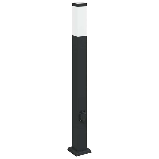 Sloupkové Svítidlo Se Zásuvkou 80 Cm Černé Ip44