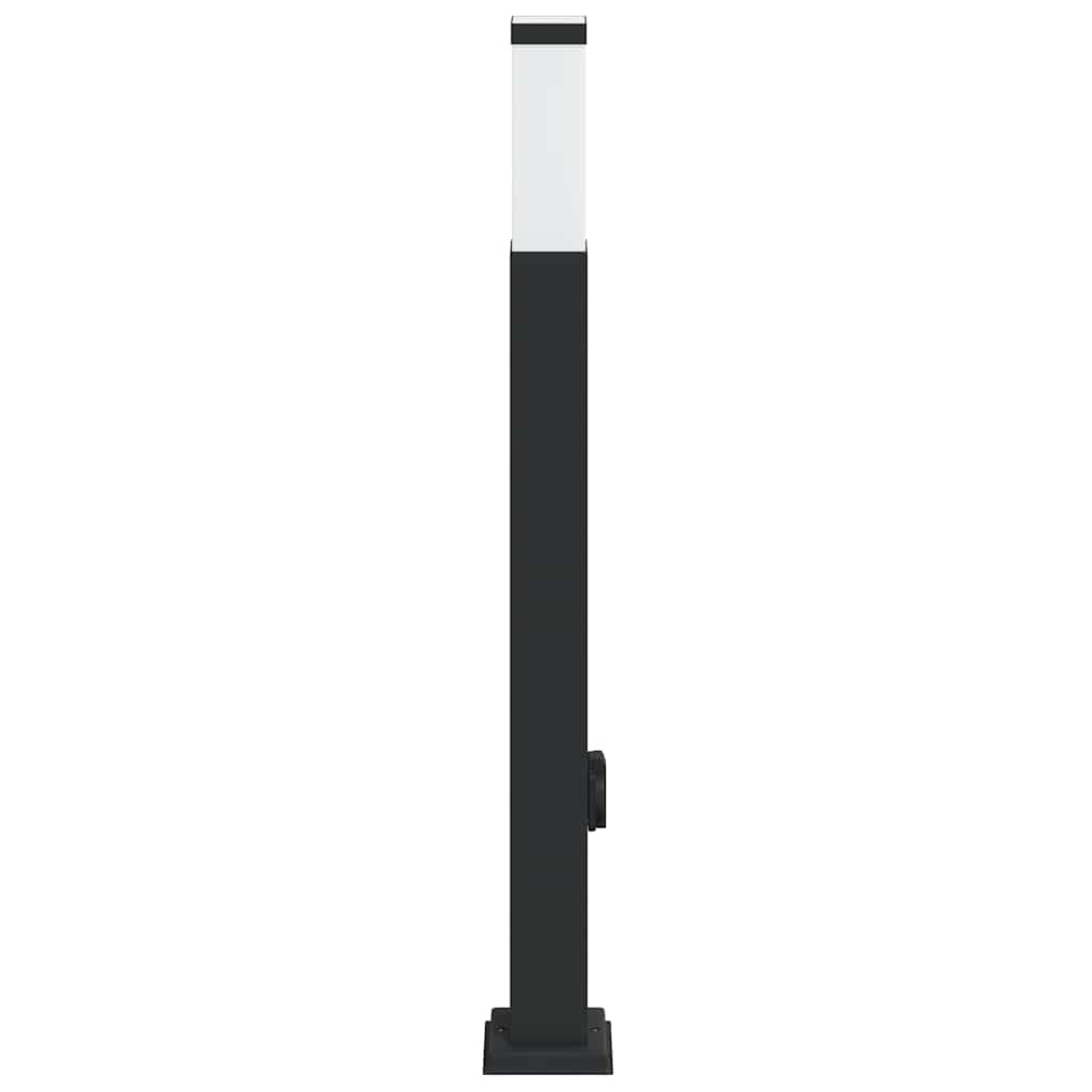 Sloupkové Svítidlo Se Zásuvkou 80 Cm Černé Ip44