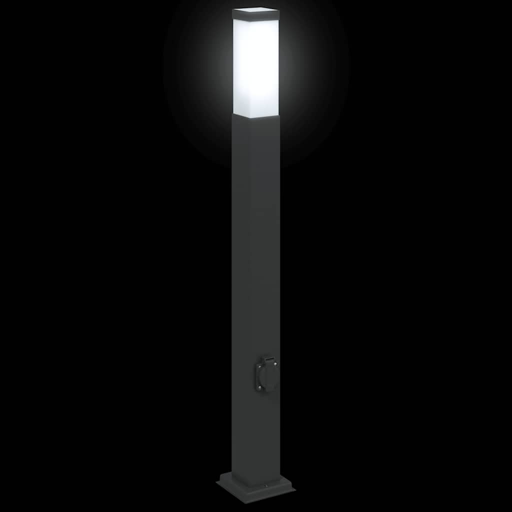 Sloupkové Svítidlo Se Zásuvkou 80 Cm Černé Ip44