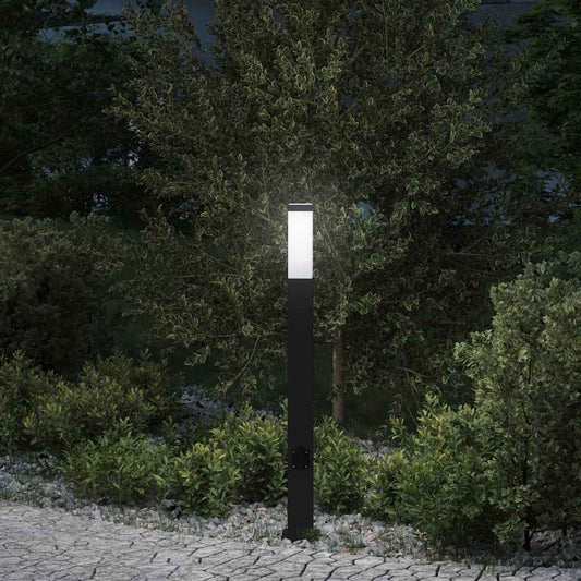 Sloupkové Svítidlo Se Zásuvkou 80 Cm Černé Ip44