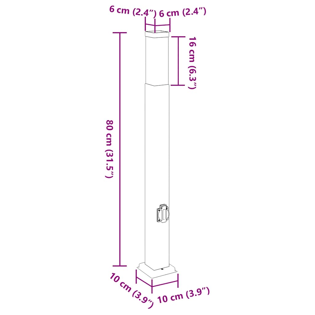 Sloupková Světla Se Zásuvkou 3 Ks 80 Cm Černá Ip44