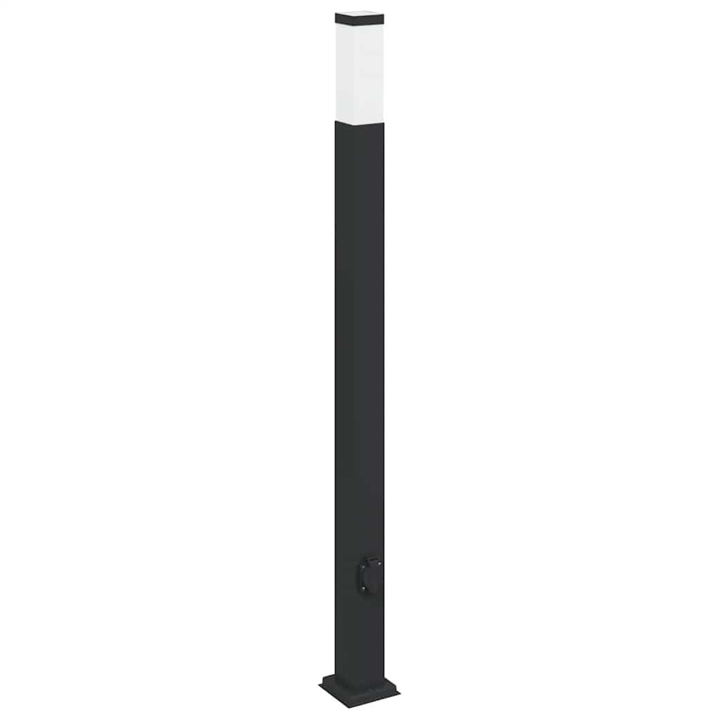 Sloupkové Svítidlo Se Zásuvkou 110 Cm Černé Ip44