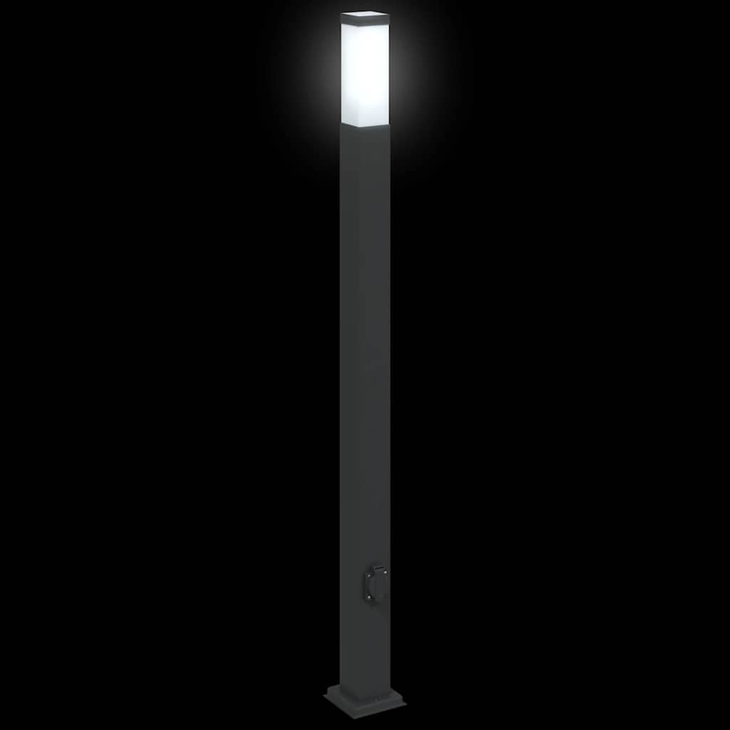 Sloupkové Svítidlo Se Zásuvkou 110 Cm Černé Ip44