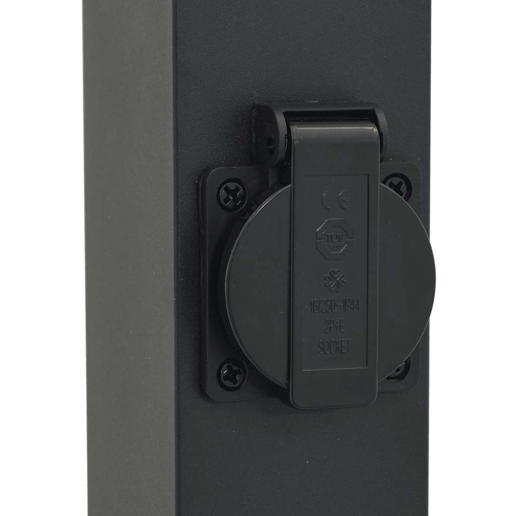 Sloupkové Svítidlo Se Zásuvkou 110 Cm Černé Ip44