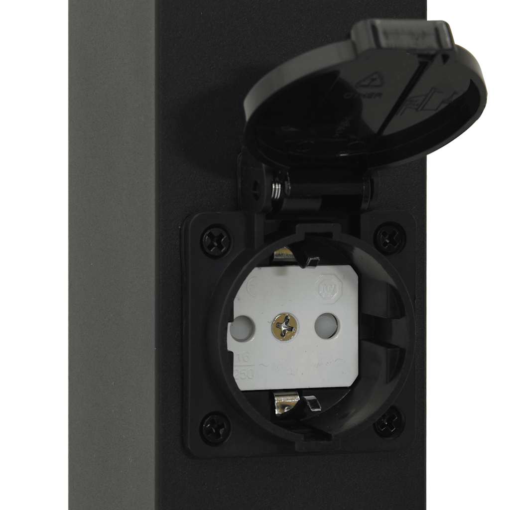 Sloupkové Svítidlo Se Zásuvkou 110 Cm Černé Ip44