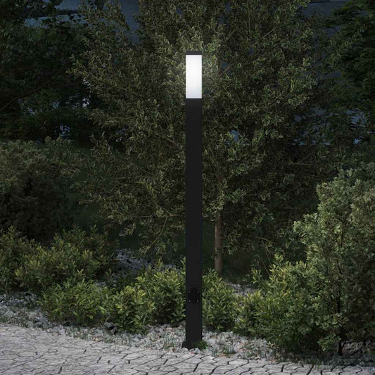 Sloupkové Svítidlo Se Zásuvkou 110 Cm Černé Ip44