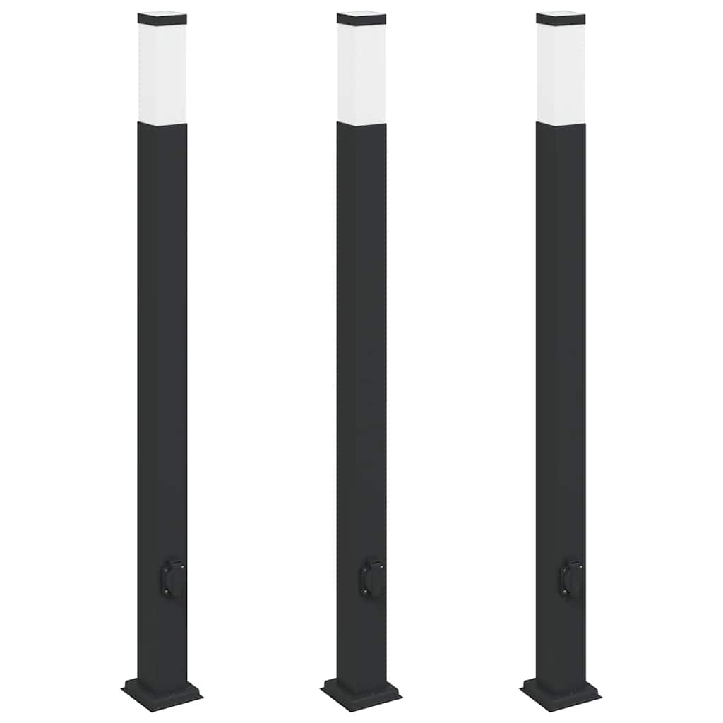 Sloupková Světla Se Zásuvkou 3 Ks 110 Cm Černá Ip44
