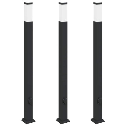 Sloupková Světla Se Zásuvkou 3 Ks 110 Cm Černá Ip44