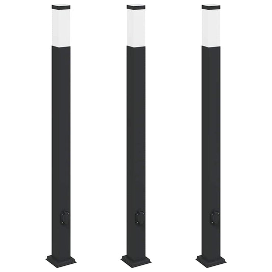 Sloupková Světla Se Zásuvkou 3 Ks 110 Cm Černá Ip44