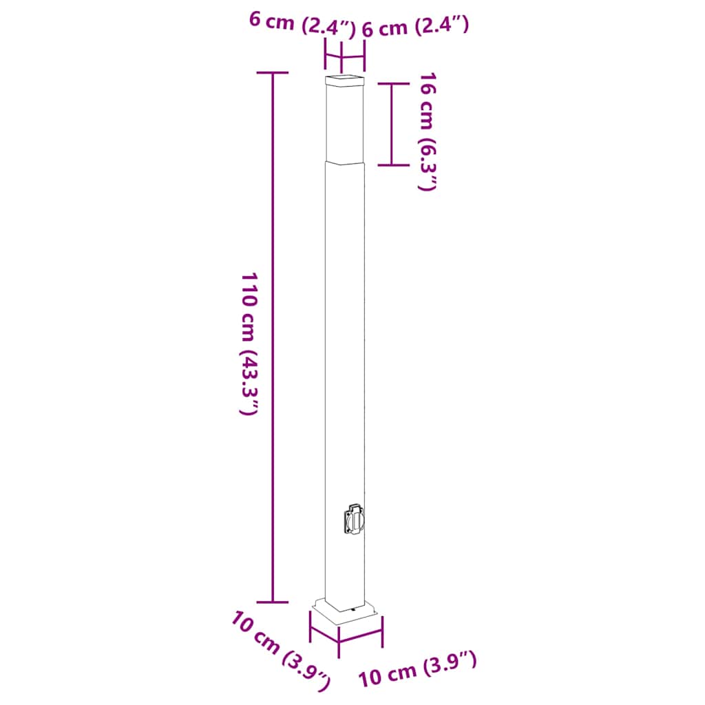 Sloupková Světla Se Zásuvkou 3 Ks 110 Cm Černá Ip44