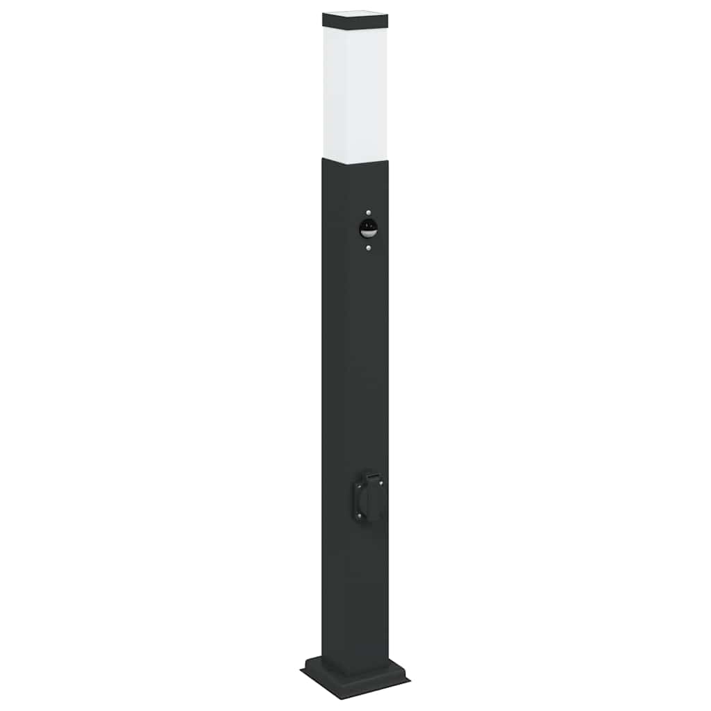 Sloupková Světla Se Senzorem A Zásuvkou 3 Ks 80 Cm Černá Ip44