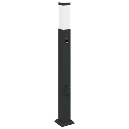 Sloupková Světla Se Senzorem A Zásuvkou 3 Ks 80 Cm Černá Ip44