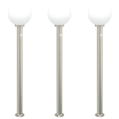 Sloupková Světla Se Senzorem 3 Ks 120 Cm Nerezová Ocel Ip44