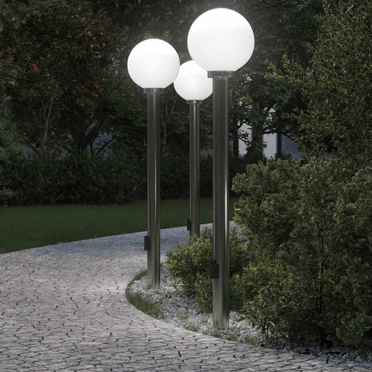 Sloupková Světla Se Zásuvkou 3 Ks 120 Cm Nerezová Ocel Ip44