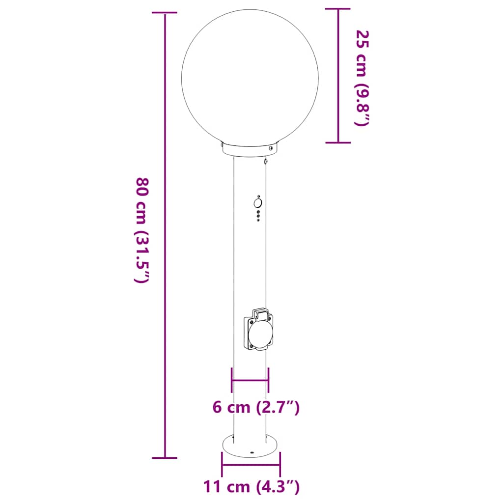 Sloupkové Svítidlo Se Senzorem A Zásuvkou 80 Cm Nerezová Ocel Ip44