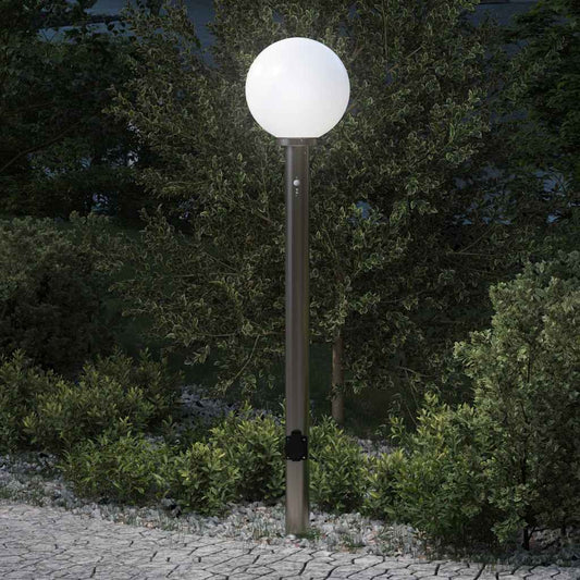 Sloupkové Svítidlo Se Senzorem A Zásuvkou 120 Cm Nerezová Ocel Ip44