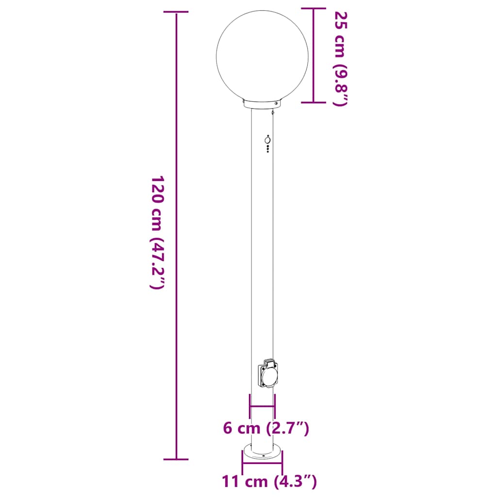 Sloupková Světla Se Senzorem A Zásuvkou 3 Ks 120 Cm Nerezová Ocel Ip44