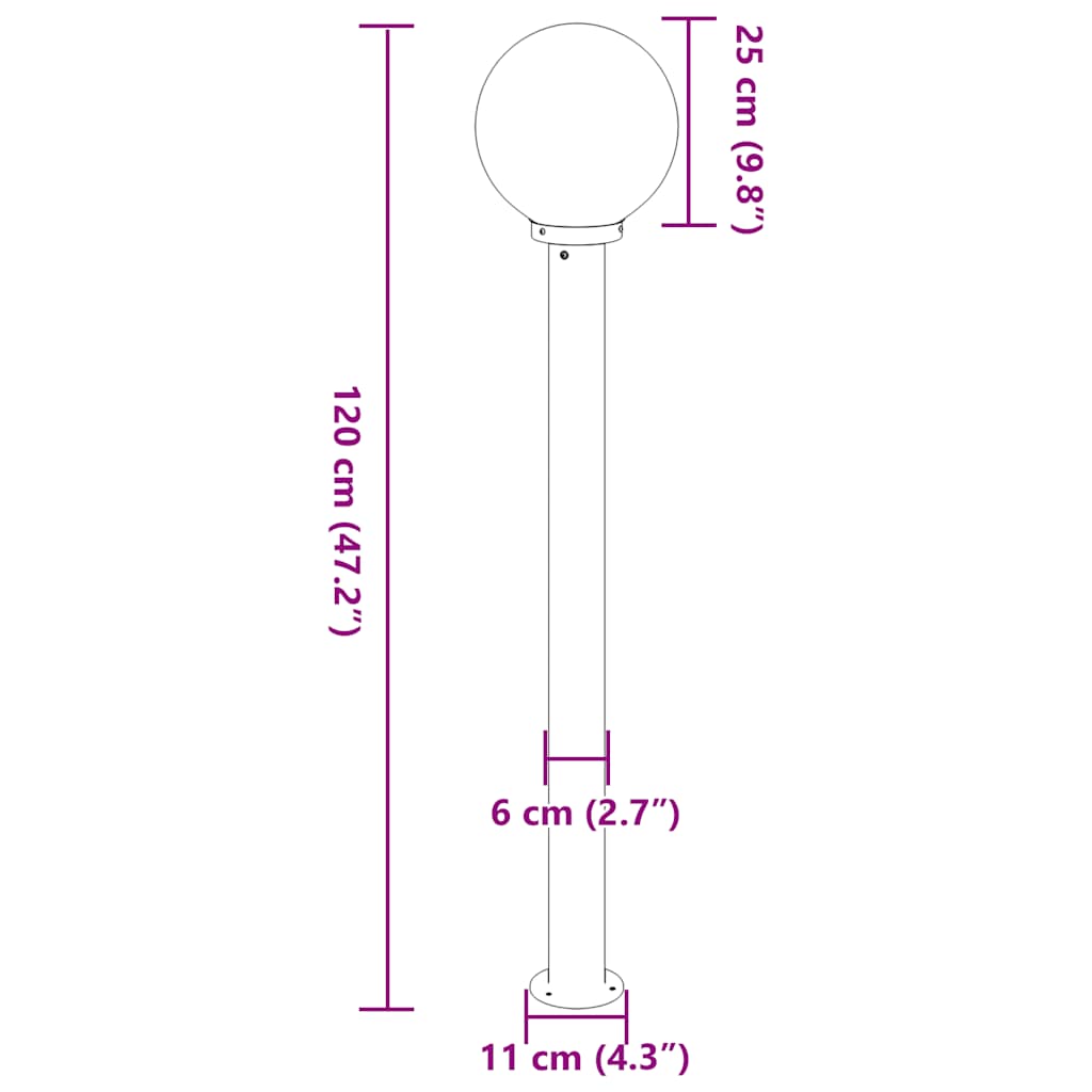Sloupková Světla 3 Ks 120 Cm Černá Ip44