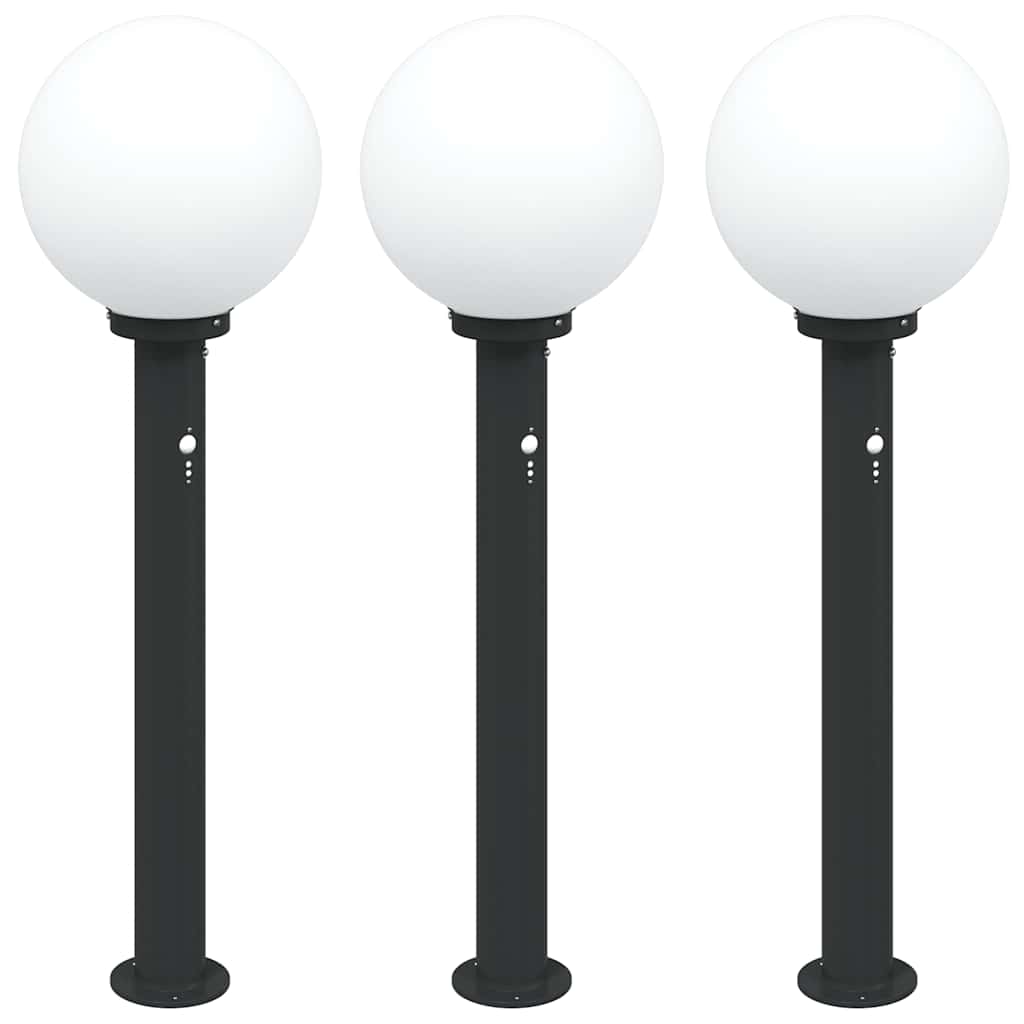 Sloupková Světla Se Senzorem 3 Ks 80 Cm Černá Ip44