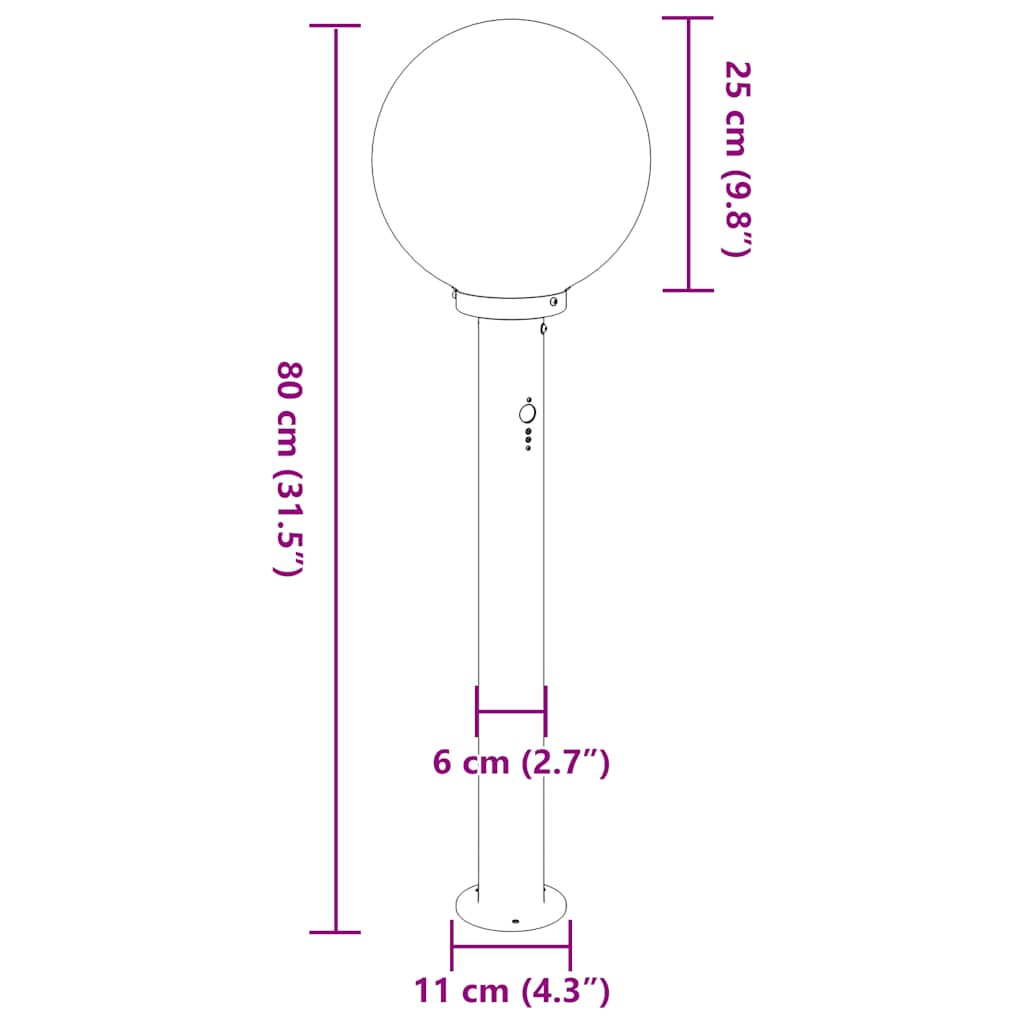 Sloupková Světla Se Senzorem 3 Ks 80 Cm Černá Ip44
