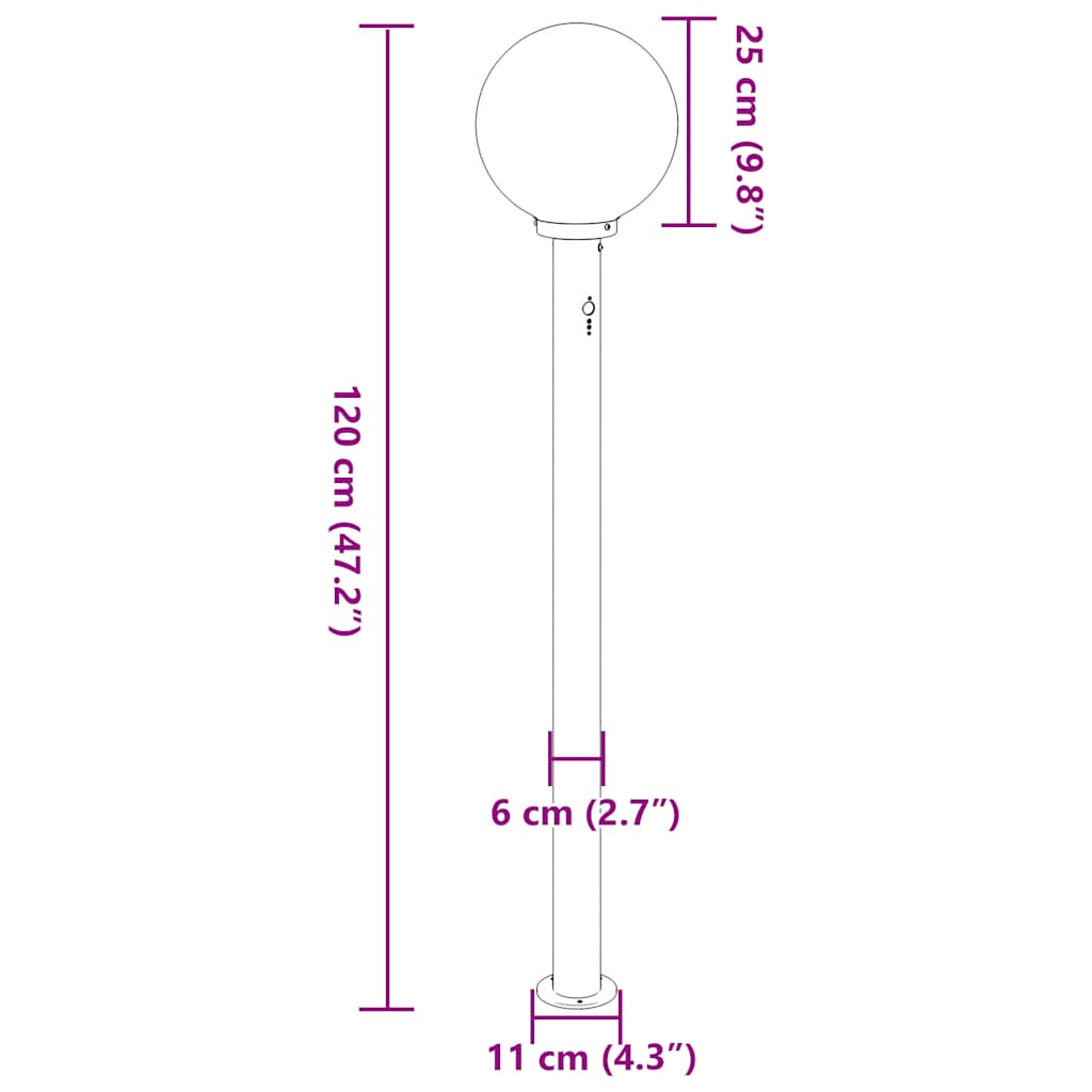 Sloupková Světla Se Senzorem 3 Ks 120 Cm Černá Ip44
