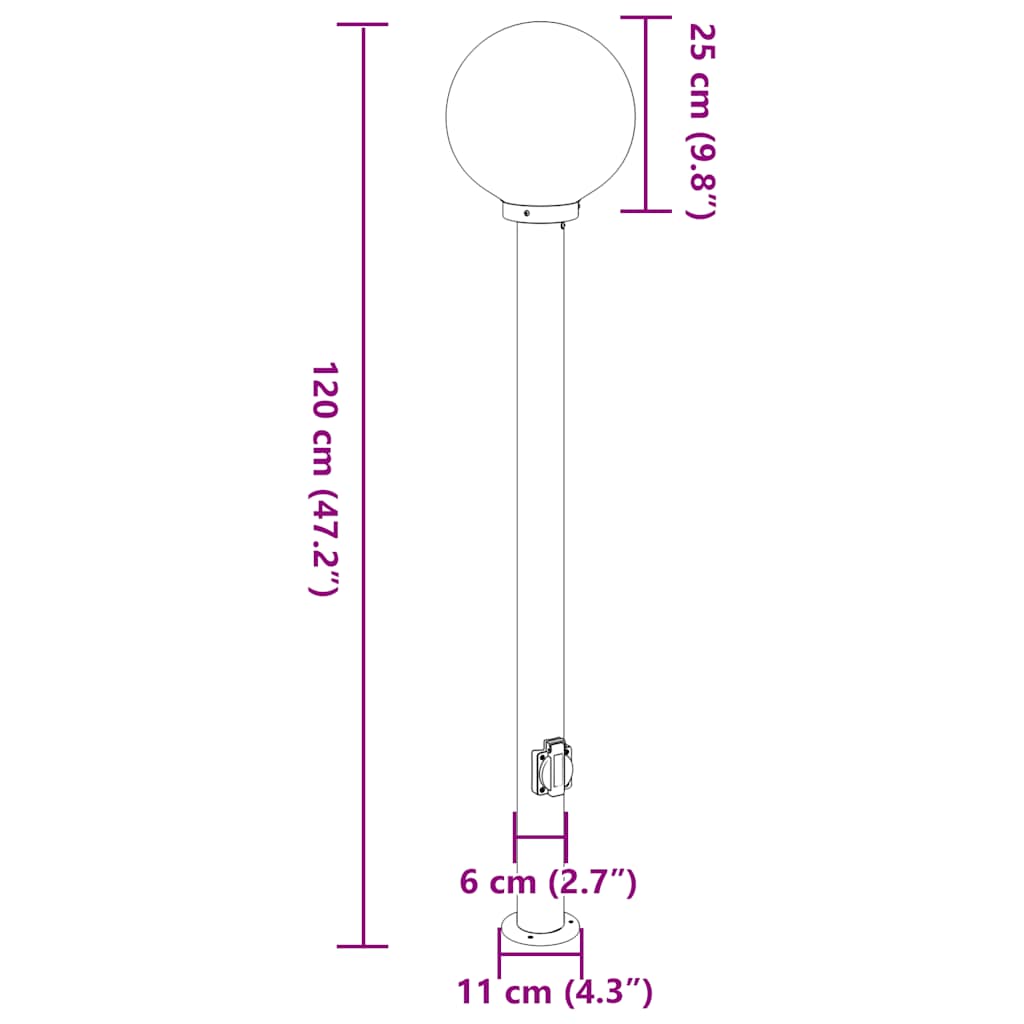 Sloupková Světla Se Zásuvkou 3 Ks 120 Cm Černá Ip44