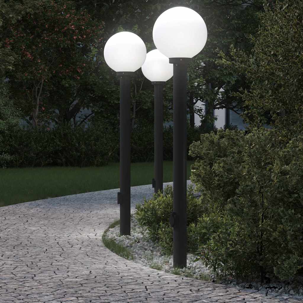 Sloupková Světla Se Zásuvkou 3 Ks 120 Cm Černá Ip44