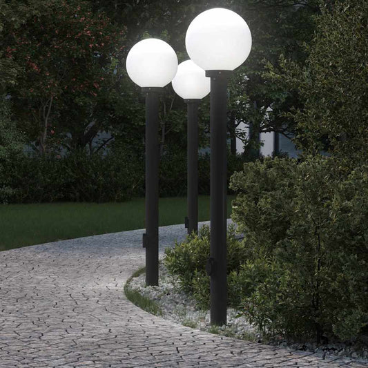 Sloupková Světla Se Zásuvkou 3 Ks 120 Cm Černá Ip44