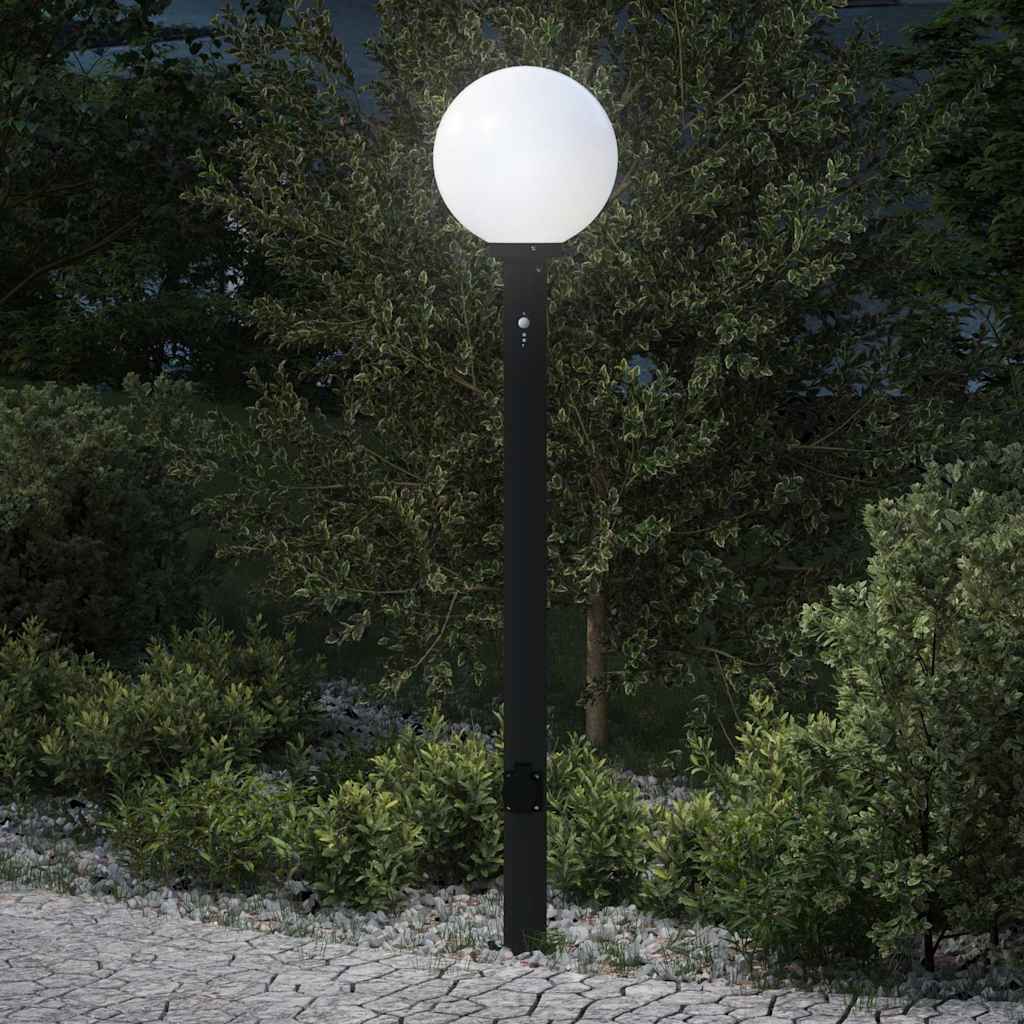 Sloupkové Svítidlo Se Senzorem A Zásuvkou 120 Cm Černé Ip44