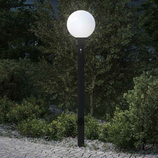 Sloupkové Svítidlo Se Senzorem A Zásuvkou 120 Cm Černé Ip44