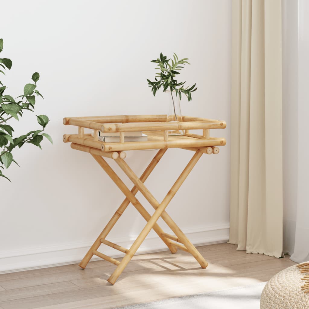 Skládací stolek s podnosem 60 x 40 x 68 cm bambus