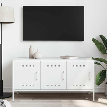 Tv Skříňka Bílá 100,5 X 39 X 50,5 Cm Ocel