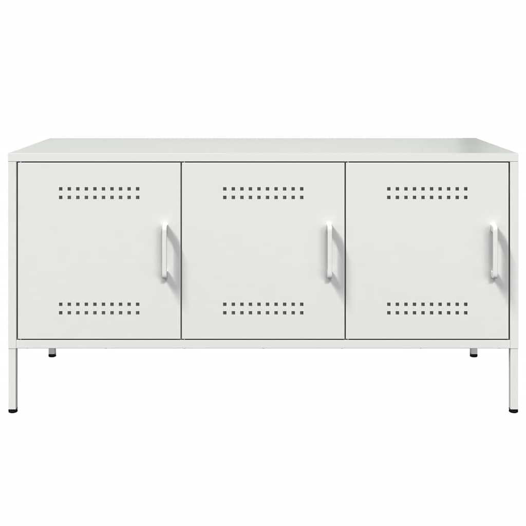 Tv Skříňka Bílá 100,5 X 39 X 50,5 Cm Ocel