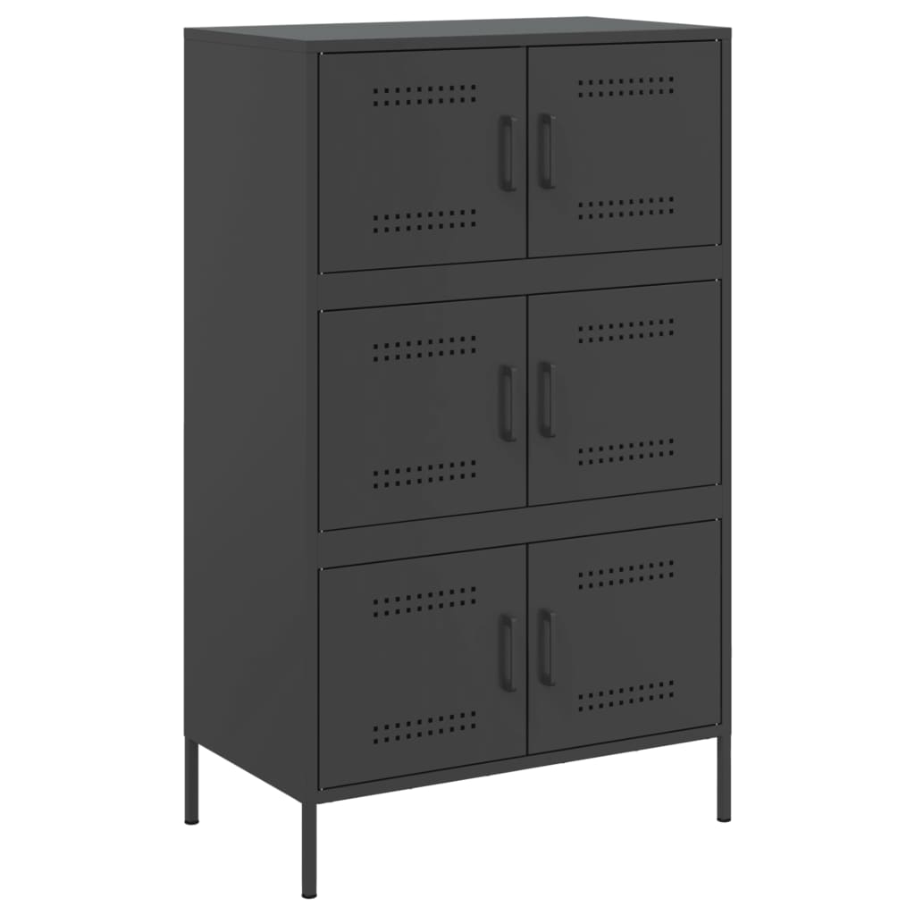 Skříň Highboard Černá 68 X 39 X 113 Cm Ocel