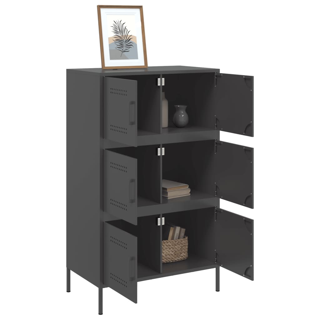 Skříň Highboard Černá 68 X 39 X 113 Cm Ocel