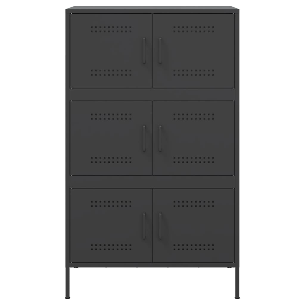 Skříň Highboard Černá 68 X 39 X 113 Cm Ocel