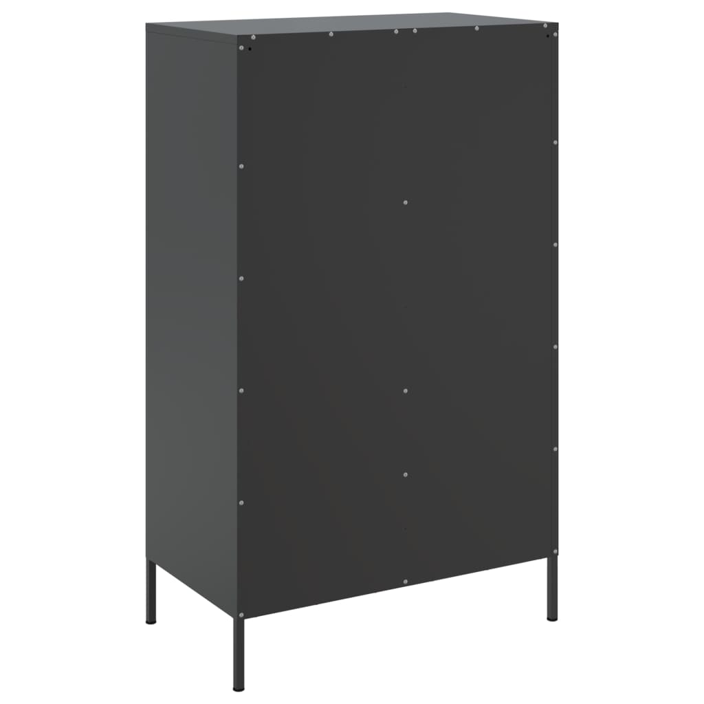 Skříň Highboard Černá 68 X 39 X 113 Cm Ocel