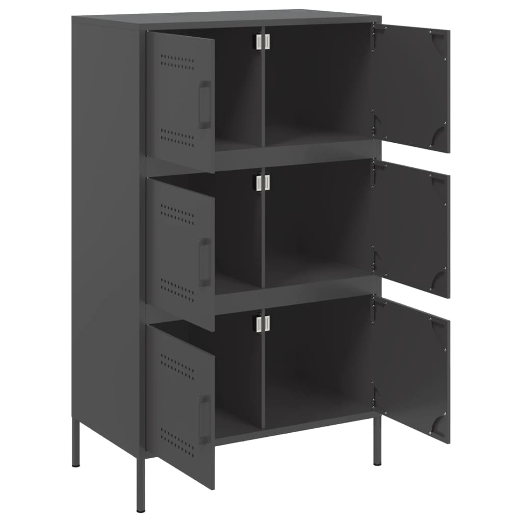 Skříň Highboard Černá 68 X 39 X 113 Cm Ocel