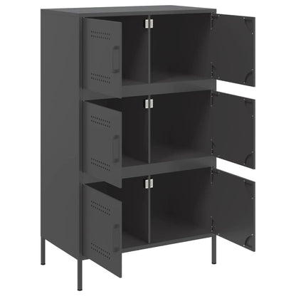 Skříň Highboard Černá 68 X 39 X 113 Cm Ocel