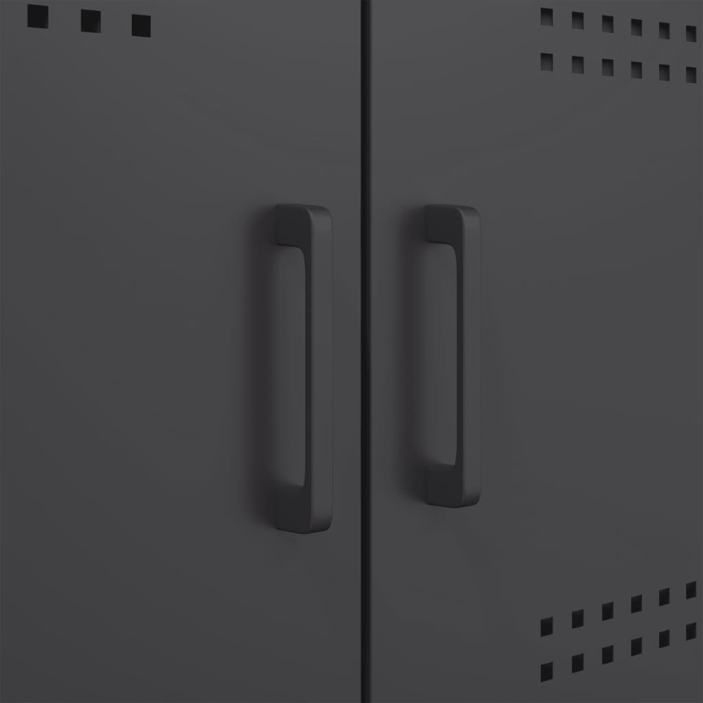 Skříň Highboard Černá 68 X 39 X 113 Cm Ocel