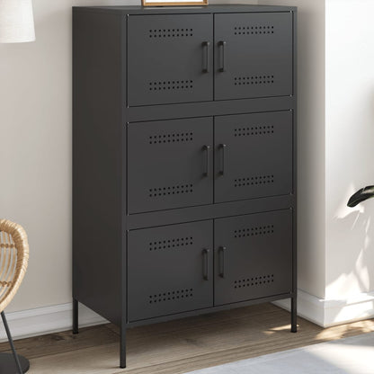 Skříň Highboard Černá 68 X 39 X 113 Cm Ocel