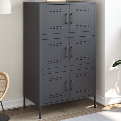 Skříň Highboard Černá 68 X 39 X 113 Cm Ocel