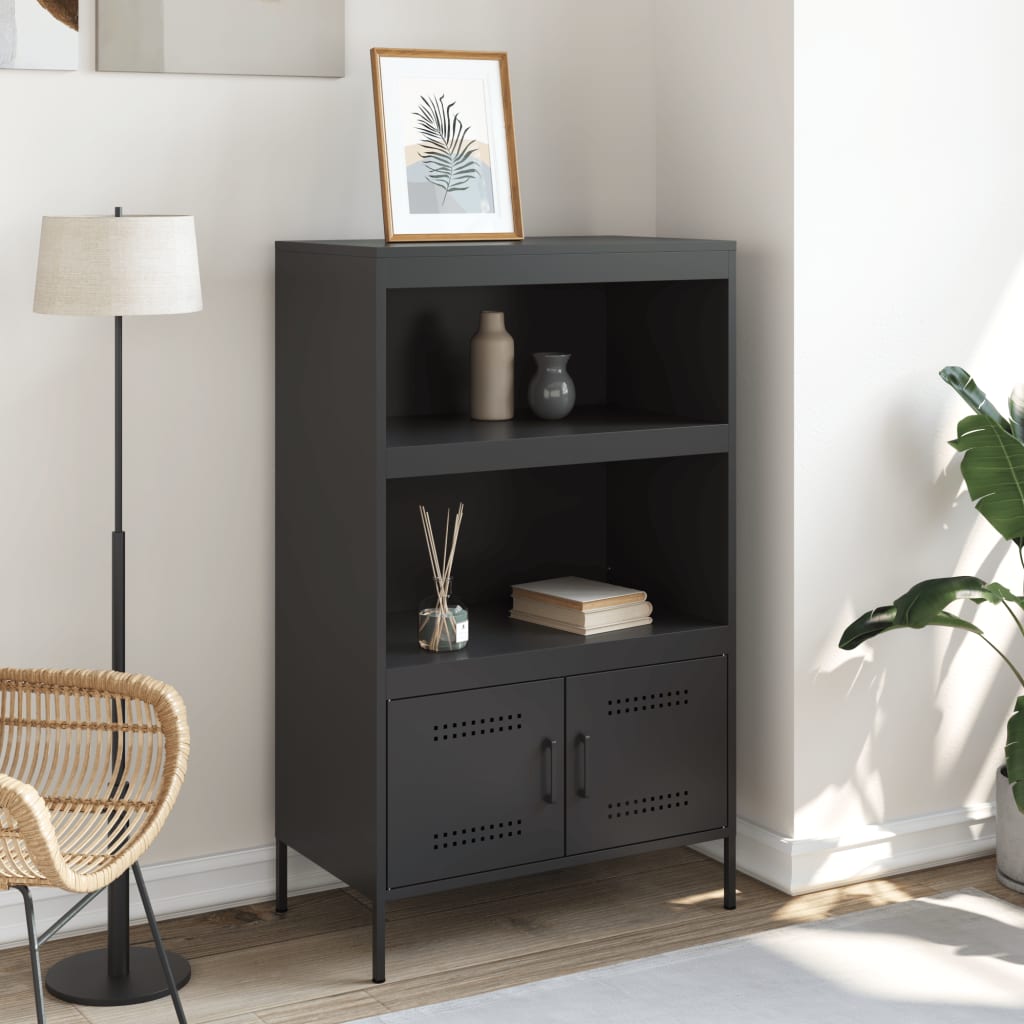 Skříň Highboard Černá 68 X 39 X 113 Cm Ocel