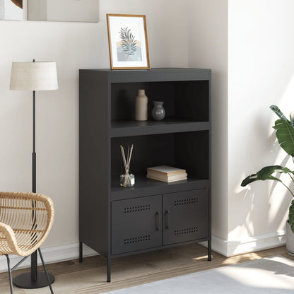 Skříň Highboard Černá 68 X 39 X 113 Cm Ocel