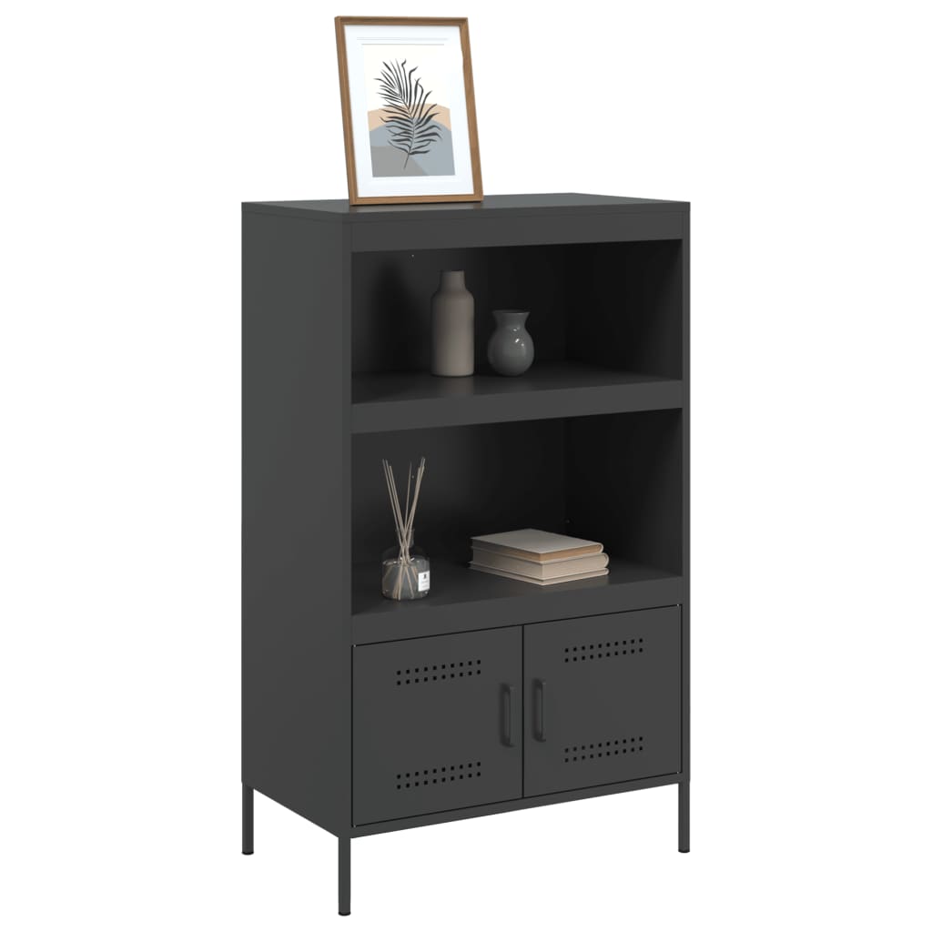 Skříň Highboard Černá 68 X 39 X 113 Cm Ocel