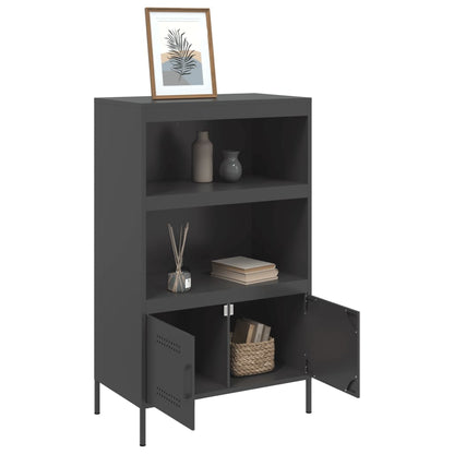Skříň Highboard Černá 68 X 39 X 113 Cm Ocel