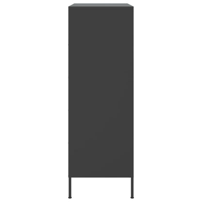 Skříň Highboard Černá 68 X 39 X 113 Cm Ocel