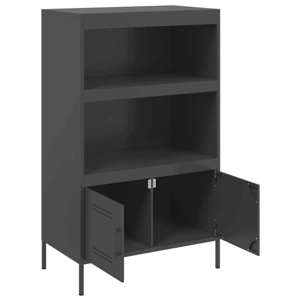 Skříň Highboard Černá 68 X 39 X 113 Cm Ocel