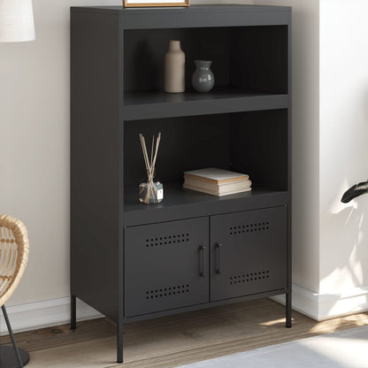 Skříň Highboard Černá 68 X 39 X 113 Cm Ocel
